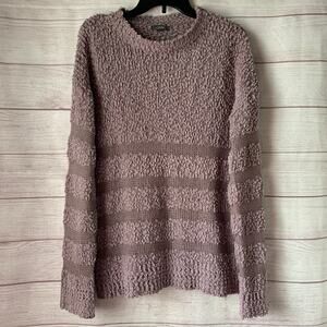 & Merci Lavender Purple Popcorn Knit Sweater Striped Open Knit Size Medium